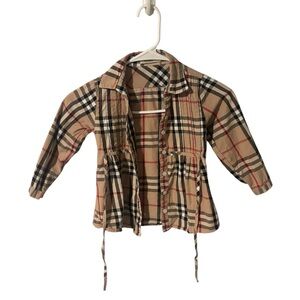 Burberry Kids Tan and Black Checkered Blazer